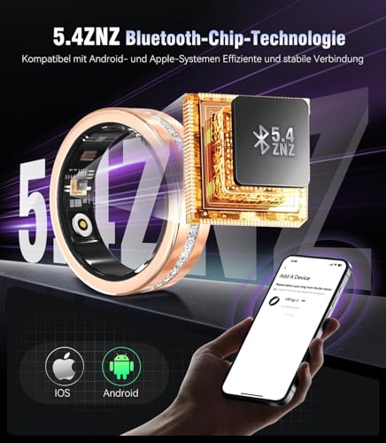 Image of 10 Gen Diamond Smart Ring and Wireless Charging Case【Industry Ranking No.1 - 0 Measurement Error】 2026 Smart Ring for Women & Men for Sleep Tracking Wearable Device,Fitness Ring【Gold 7#】