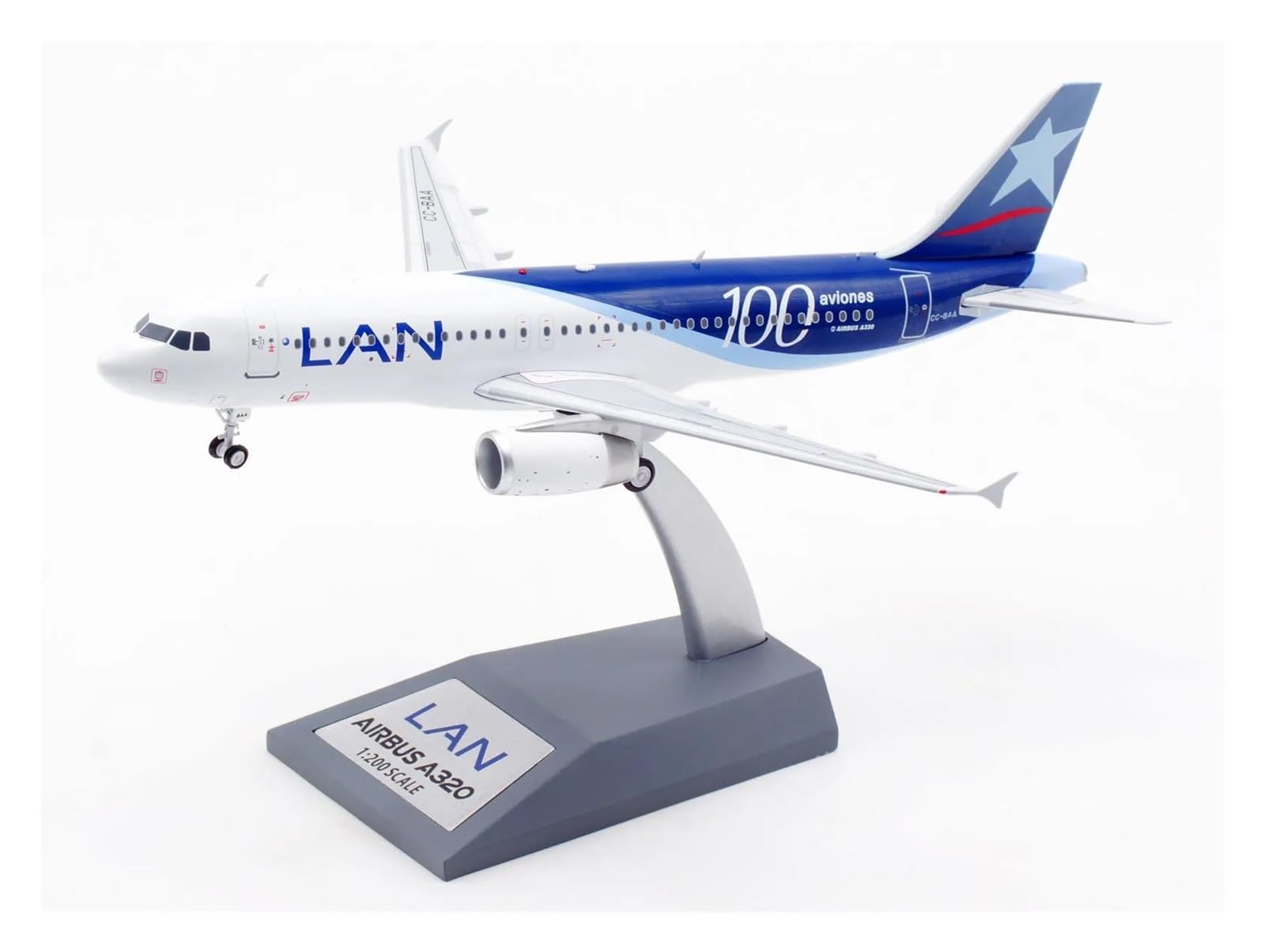 Modèle d'avion A320 LAN Airlines 1:200 Inflight CC-BAA miniature de collection avec son support