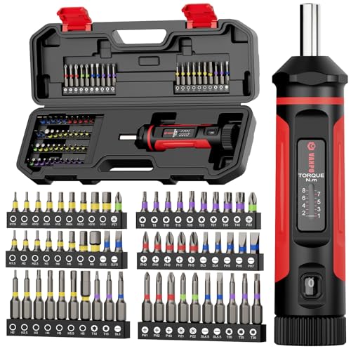 VANPO Tournevis dynamométrique 1/4', 1-8 Nm, petite clé dynamométrique, jeu de 60 embouts S2, rappel de clic pour outils, réparation de vélo