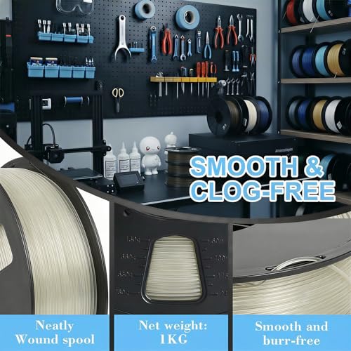 Image of LOVOON PLA 3D Printer Filament PLA Filament 1.75mm, Dimensional Accuracy + /- 0.02 mm, Neatly Wound 3D Printing Filament, Fit Most FDM Printer, 1KG Spool(2.2lbs), Transparent