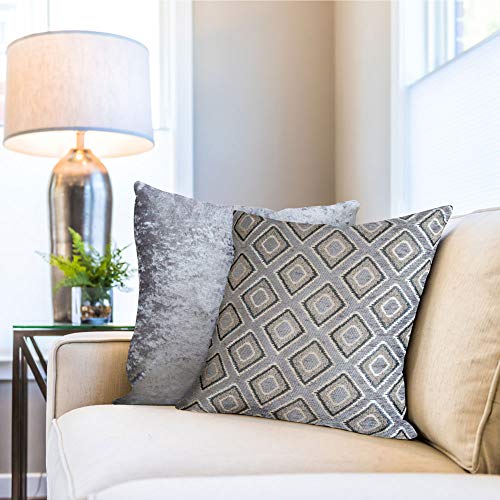 Emma Barclay Pisa Geometric Jacquard Cushion Cover in Silver - 17x17 (43x43cm)