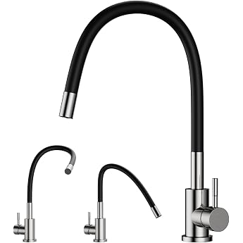 LANMOU Wasserhahn K che Schwarz Flexibler Schwanenhals Edelstahl