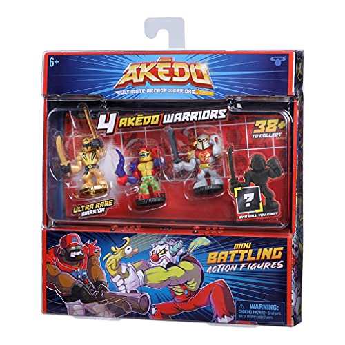 Akedo Ultimate Arcade Warriors - Warrior Collector 4 Pack - 3 Mini Battling Action Figures: Sunshadow, Tailwhip & Prideheart And One Hidden Mini Battling Action Figure!, Multicolor (14247) #TOP4