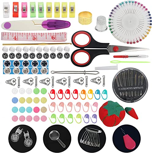 Premium Large Sewing Kit for Adults, 237 Pcs DIY Sewing Kit, Needle and Thread Kit for Beginners, Kids, Basic Home Hand Sewing Supplies Repair Kits, Emergency Travel Sewing Kits