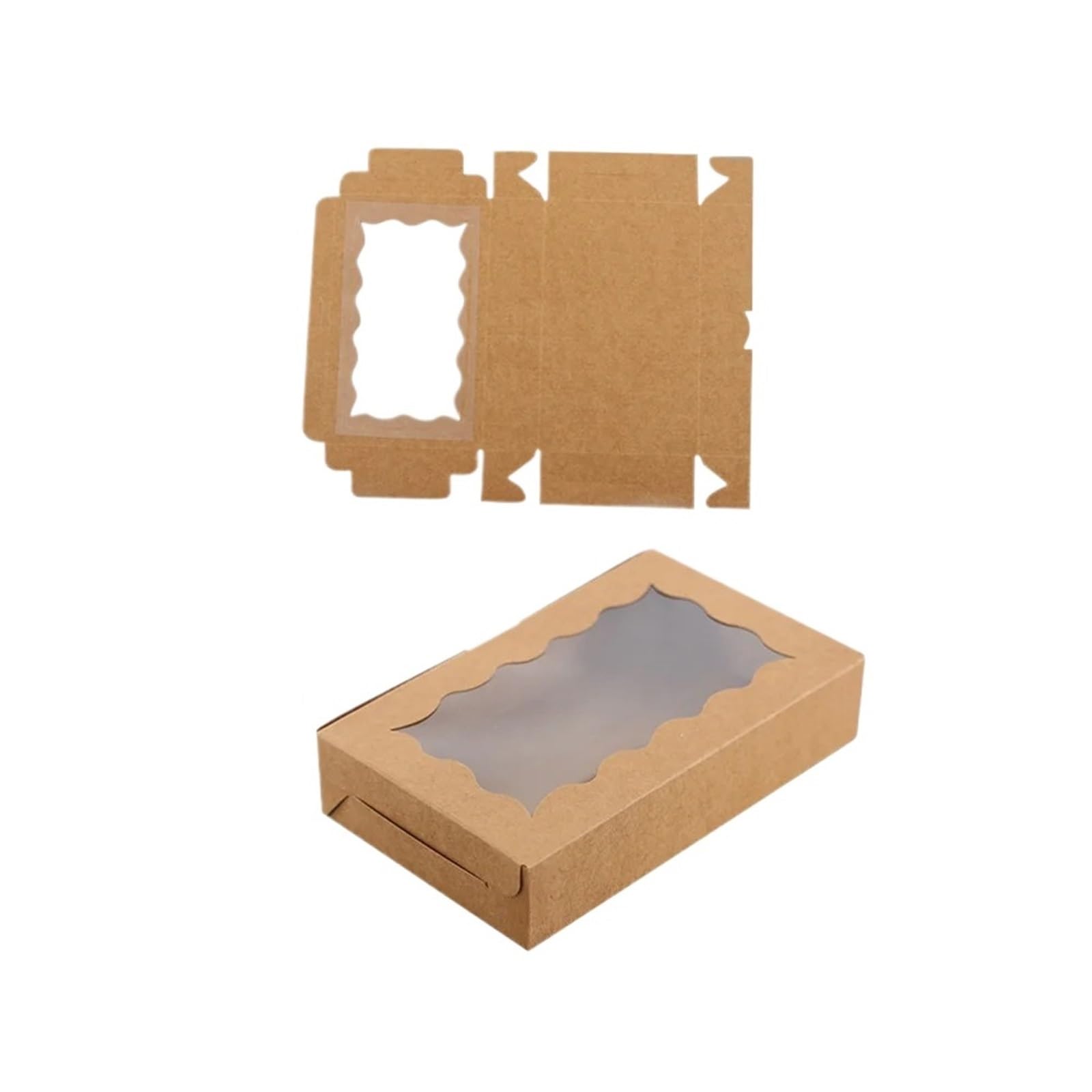 XPJYUA Bakery Boxes with Clear Window 30Pcs Cookie Dessert Boxes Macaron Cake Bakery Box With Clear Window Wedding Birthday Party Favors(Brown)
