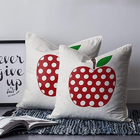 FAMILYDECOR 2 PCS Decorative Throw Pillow Covers 16x16inch Cushion Covers, Polka Dot Apple Satin Pillowcase with Invisible Zipper Couch Pillow Cover for Sofa/Bedroom/Living Room/Car Cover