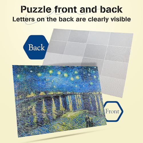 MISITU 2000 Pieces Puzzles for Adults "Starry Night in Rhone River" by Vincent Willem Van Gogh - Image 3