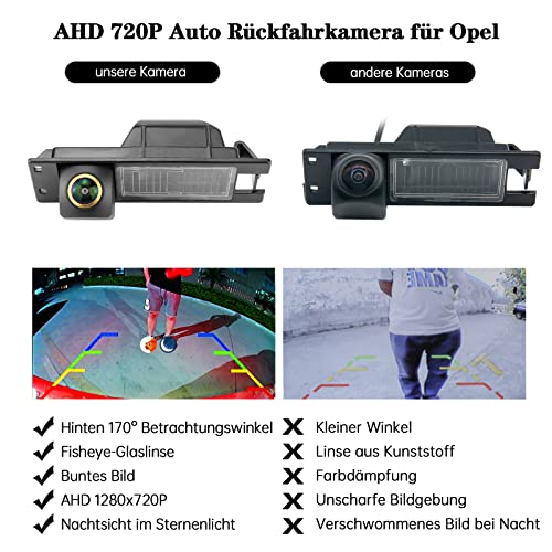 GREENAUTO Rückfahrkamera für Opel Astra H/Opel Zafira B/Corsa D/Vectra C/Insignia,170 Grad...