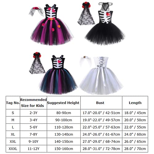 Ibakom Scary Halloween Costumes For Kids Girls 2Pcs Skeleton Bride Dress Toddler Sleeveless Death Wedding Outfits Ghost Dark Princess Fancy Tutu Dress Up Day Of The Dead Costume Blue 2-3Y #TOP5