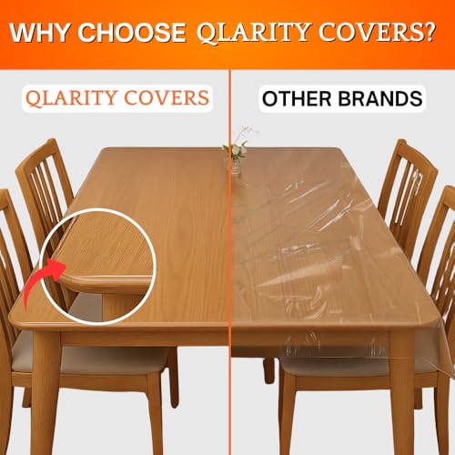 Image of Qlarity Covers Polyvinyl Chloride (PVC) 3mm Thick Dining Table Cover 6 Seater,8 Seater 40 X 60 inches (101X 152 cm) Rectangular Heat Resistant Transparent Table Protector, Waterproof,Customized Sizes