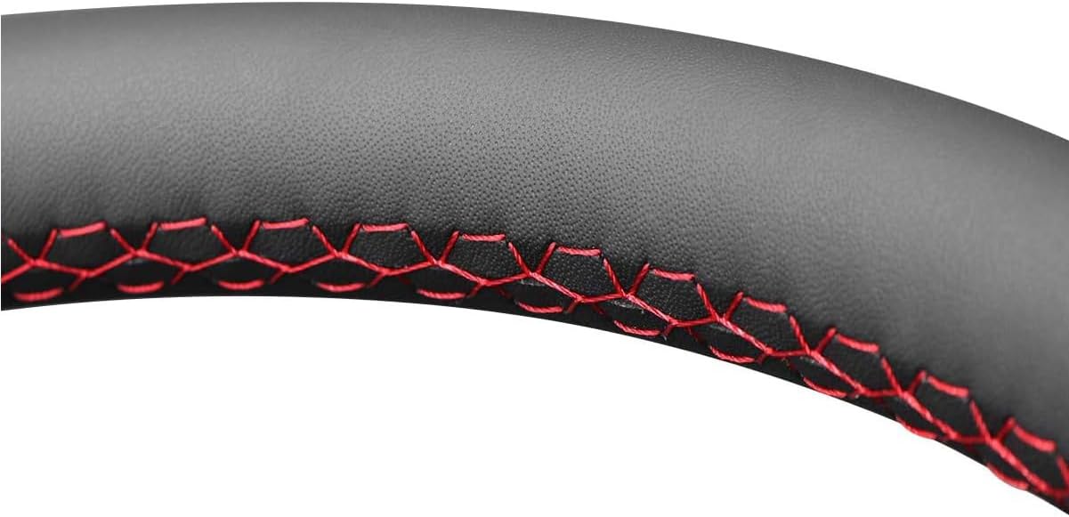 Black Genuine Leather Suede Steering Wheel Cover for Ford Transit 2015 2016 2017 2018 2019 2020 2021 Accessories Car Custom Fit Hand Stitched OEM Interior Parts