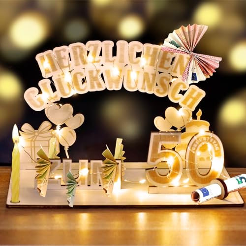 50. Geburtstag Frau Mann, Geldgeschenke Holz mit LED Lichterkette, Geschenk zum 50 Geburtstag Mann Frau, Geschenkideen zum 50 Geburtstag, Herzlichen Glückwunsch 50. Geburtstag Frau Mann, Geldgeschenke Holz mit LED Lichterkette, Geschenk zum 50 Geburtstag Mann Frau, Geschenkideen zum 50 Geburtstag, Herzlichen Glückwunsch