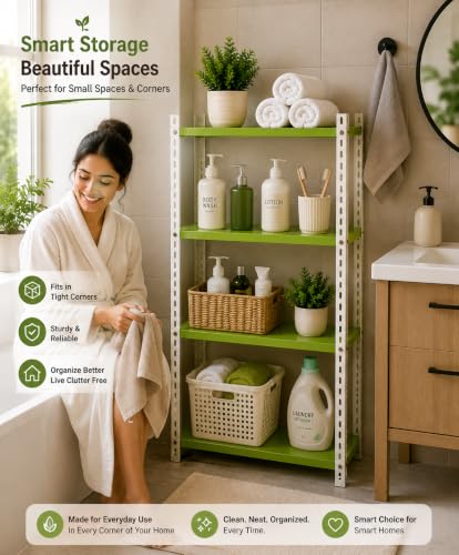 Image of Perfect Rack 4 Shelf Multipurpose Steel Storage Rack for Home, Kitchen, Bedroom, Office & Store | Heavy Duty Metal Shelving Unit | 36 Inch Height x 24 Inch Length x 12 Inch Widthcover (pista white)