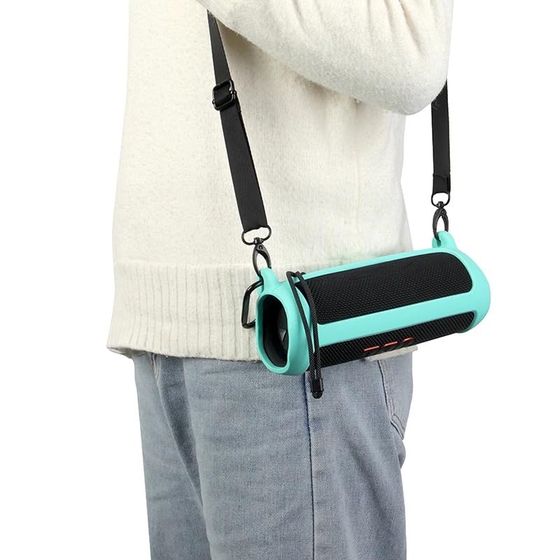 Silicone Case Cover for JBL Flip 6,Travel Carrying Protective Gel Soft Skin for Portable Wireless Speaker,with Shoulder Strap,Speaker Protective Shell Sleeve Accessories (Black)