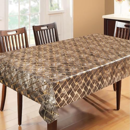 Image of Dakshya Industries PVC Waterproof Withoutlace Dining Table Cover (Size - 54X78 Inch) Rectangle 6 Seater Heat Rasistant, Singha A2