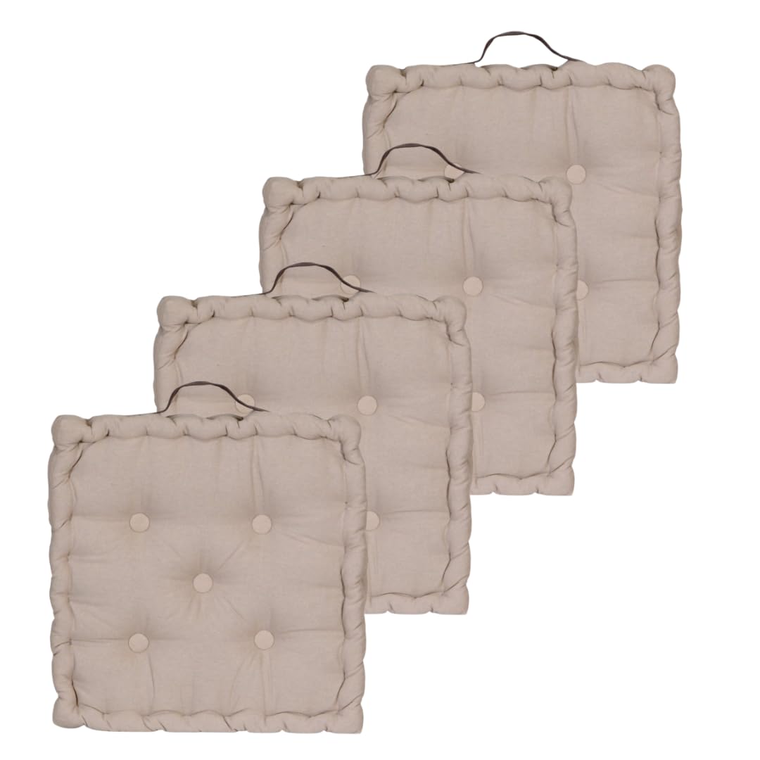 Atout Ciel 4 Floor Cushions 40 x 40 cm with Contrast Handle Taupe