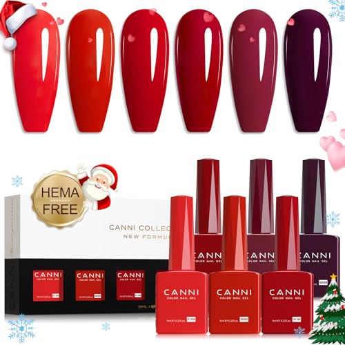 CANNI Red Gel Nail Polish Set – 6 Colors 9ML