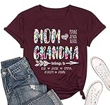 Generic Cuom Mom and Grandma Shirt with Kids, Grandkids Names | Gifts for Grandma Shirts | Personalized Gifts for Women Personalized | Grandma Shirt with Names,Small-4X-Large
