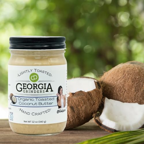 Image of Georgia Grinders Organic - Toasted Coconut Butter 12oz - Creamy Gourmet Spread from Pure Coconut, USDA Organic, No Sugar Added, Gluten-Free, Non-GMO, Keto & Paleo Friendly, Vegan, Dairy-Free