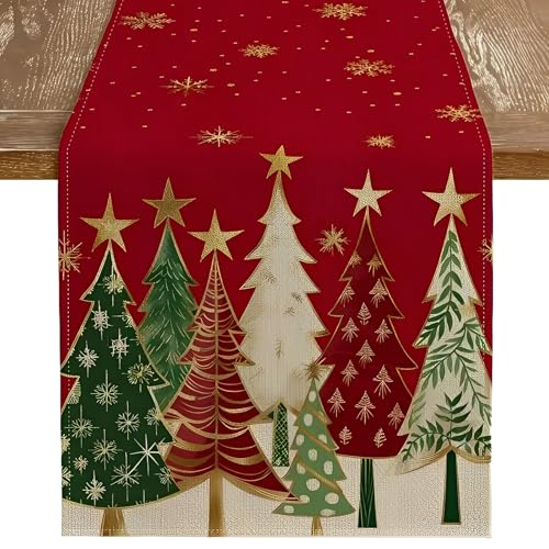 Weihnachtstischläufer Modern, Tischläufer Weihnachten Rot,...