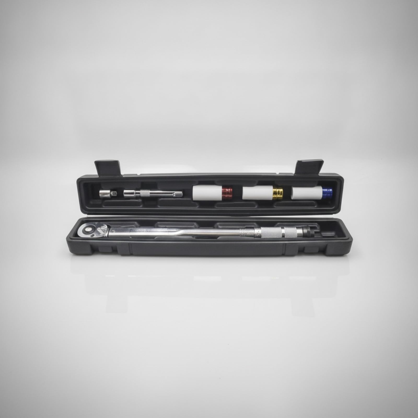 Set Chiave Dinamometrica da 1/2 a Scatto Corpo in Metallo Cromato, Chiave Dinamometrica con attatore, Meccanismo Regolabile, Utensile, per Officina, Garage