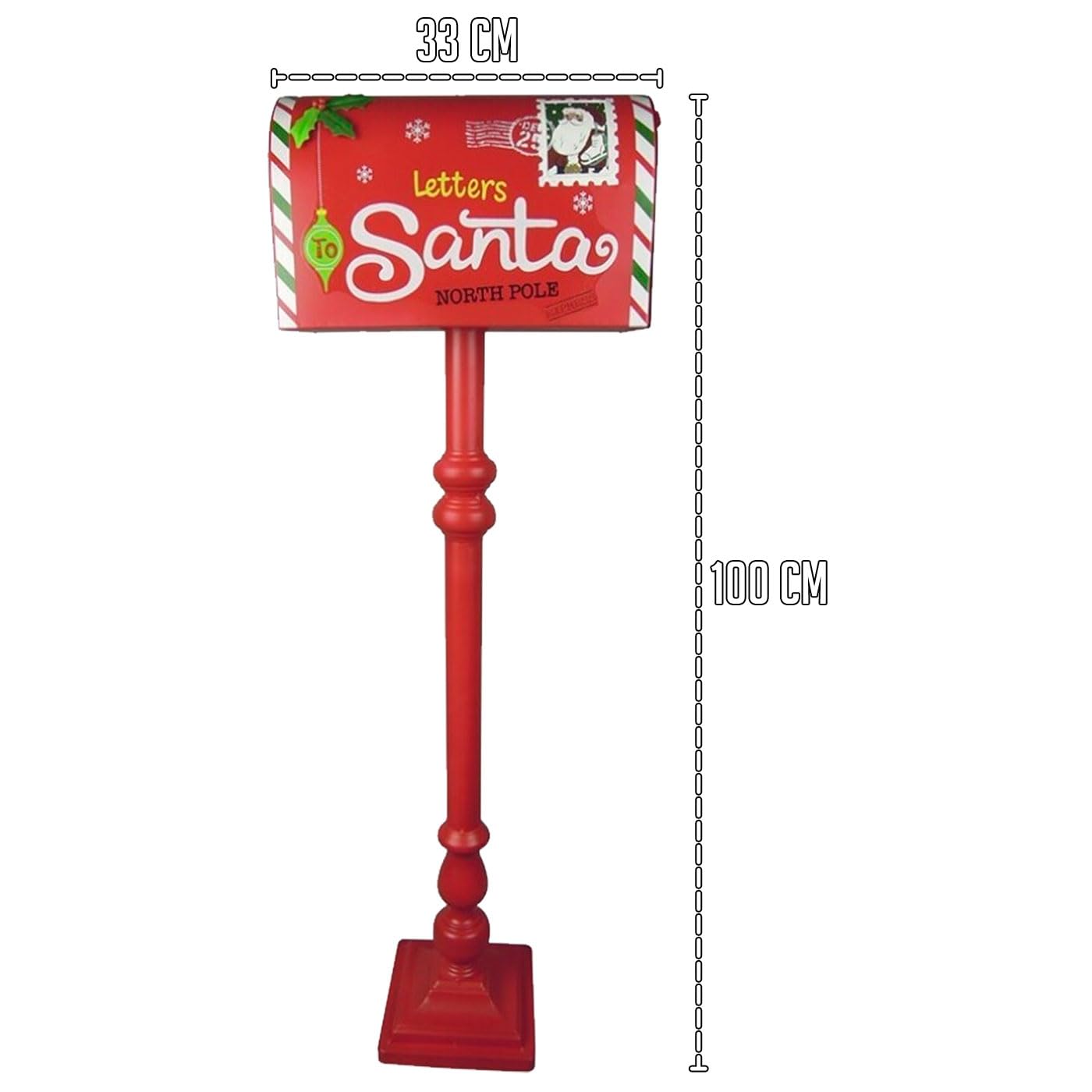 AC - Buzón Americano Navideño Letters Santa - Fabricado en Metal - Artículo para Decoración Navidad - 100 x 33 x 17 cm