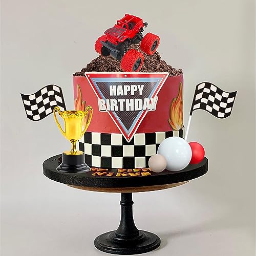 Drwate GCMGF100019 20 Pcs Truck Cake Toppers Truck Cake Decorations Hot Red Ball Race Car Flame Blaze Wheel Cake Toppers thumb #3