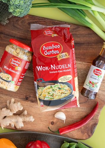 Bamboo Garden - Wok Nudeln | Instant Eier-Nudeln | Einrühren ohne Vorkochen | Für asiatische Wok Gerichte | 250 g im Beutel