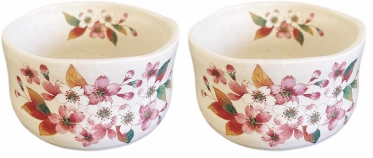 Mino Ware Matcha Bowl Sakura Cherry Blossom Dot 3.7in Ceramic Made in Japan