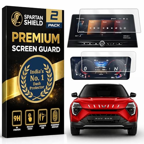 Image of Spartan Shield COMBO Screen Guard for MAHINDRA XUV 3XO REVX A 2026+ || 10.25 INCH INFOTAINMENT Touchscreen + INSTRUMENT CLUSTER Protector || XUV3XO RevX Car Display Accessories [Not Tempered Glass]