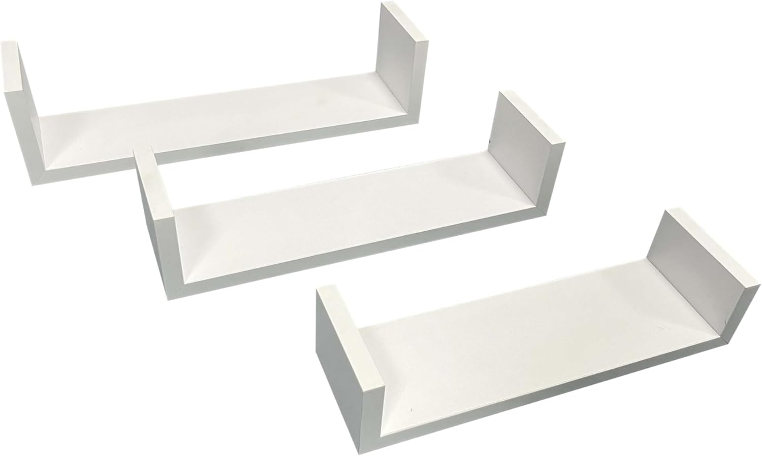 3 PCS Wooden Wall Shelf Set MDF Floating Shelves Modern Wall Shelves with Pre-Drilled Holes 11lb Weight Capacity, White