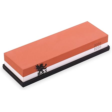 H&S Whetstone Knife Sharpening Stone 3000/8000 Grit Professional Whetstone Sharpener Rubber Holder Base