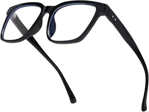 Gafas de luz azul de gran tamaño para mujereshombres, computadora, juegos, teléfono, bloqueador azul, antirreflejo, cuadrado, negrotransparente, TR90