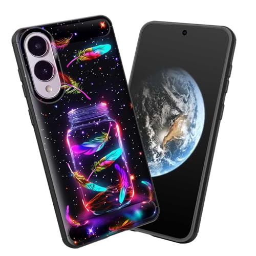 smauncucn for Galaxy S25 Edge Case,Soft TPU Slim Fashion Anti-Fingerprint Non-Slip Protective Phone Case Cover for Samsung Galaxy S25 Edge 6.7 inch 2025,Creative Glass and Feather