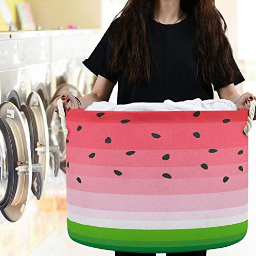 Image of visesunny Collapsible Large Capacity Basket Watermelon Slice Clothes Toy Storage Hamper with Durable Cotton Handles Home Organizer Solution for Bathroom, Bedroom, Nursery, Laundry,Closet