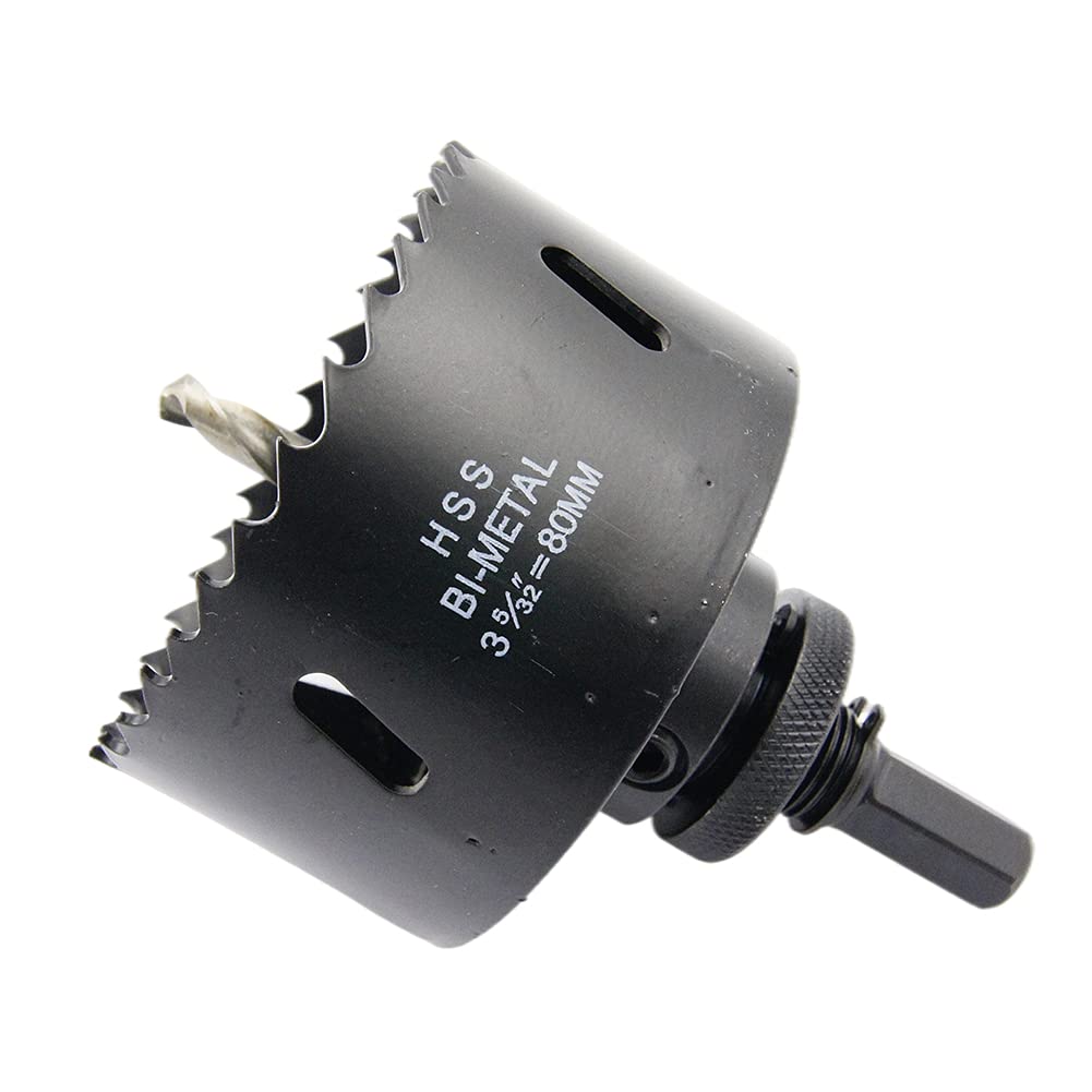 3.15 inch Hole Saw, LAIWEI 80mm Hole Cutter with A2 Heavy Duty Mandrel, 4341 Drill Bit,Cutting Depth 38mm,for Drilling Holes in Wood, Aluminium