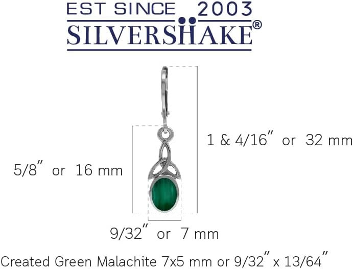 Silvershake 7X5mm Oval Shape Birthstone Gemstone White Gold Plated or Yellow Gold Plated 925 Sterling Silver Triquetra Celtic Knot Leverback Dangle Earrings Jewelry for Women