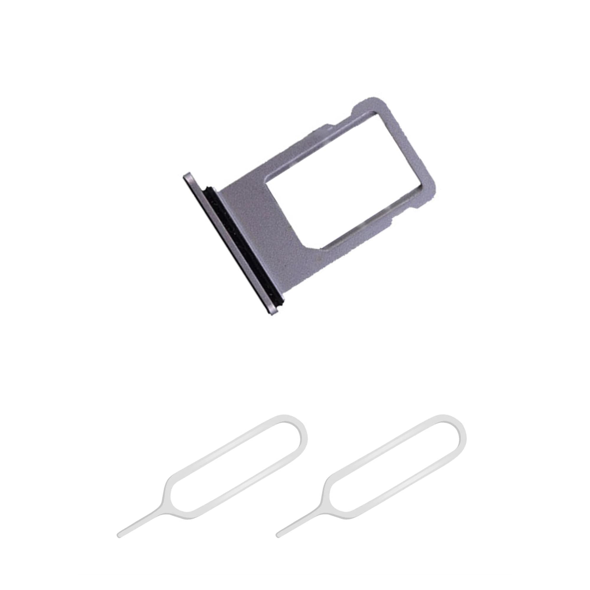 THE TECH DOCTORReplacement Single Sim Tray Card Slot for iPhone with 2x Sim Pin Open Ejector Tool (iPhone 8 Plus, Black)