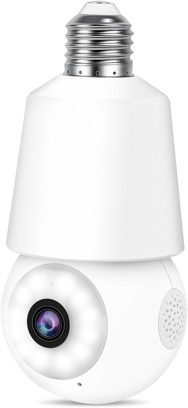 WiFi Light Bulb Cameras for Home Security 2K 360° PTZ