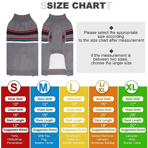 Image of PAWCHIE Dog Sweater for Medium to Large Dogs, Warm Turtleneck Thick Coat with Leash Hole, Stretchy Knitted Outfit for Small to Large Doggy Puppy Cat, Grey M