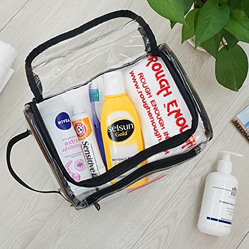 Rough Enough Large Clear Makeup Bag Organizer Travel Toiletry Cosmetic Bag Medicine Case Box Set Zipper Pouch With Zip For Travel Accessories Essentials Airport Nail #TOP3