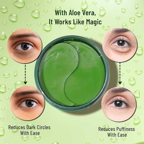 Image of Hydra Under Eye Peach & Vitamin C Serum Patches. Under Eye Masks to Reduce Dark Circles, Puffiness Fine Lines & Wrinkles. Pack of 60 Patches (30 pairs) [ALOEVERA]