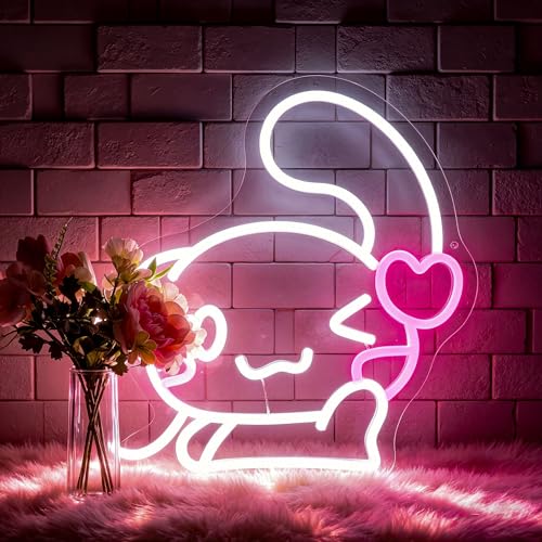 Neon Sign, FPLL Cute Neon Signs for Wall Decor White LED Signs for Bedroom, Game Room, Home Decor - Light up Sign USB Powered