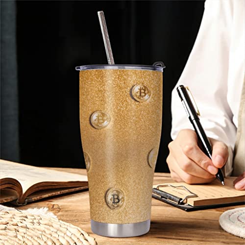 Wmeyiseyiy Moneda de acero inoxidable con purpurina de 900 ml, taza térmica de viaje, botella de café con tapa… - Imagen 7