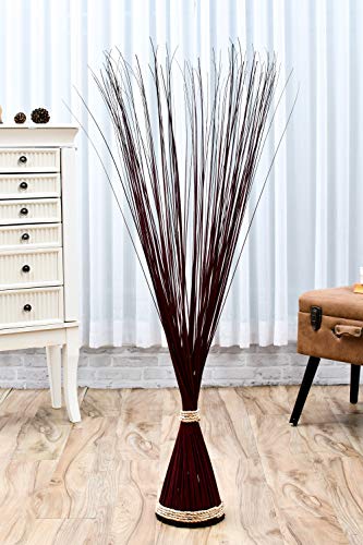 Image of Leewadee Freestanding Decorative Grass Stems - Naturally Dried and Colored Branches, Dry Grass Bundle for Home and Bar Decoration, 47 inches, Bordeaux