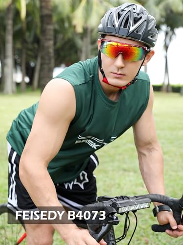 Image of FEISEDY Sunglasses for Men and Women, Polarized Large Retro Rimless Glasses TR90 Frame for Baseball, Cycling, Sports B4073