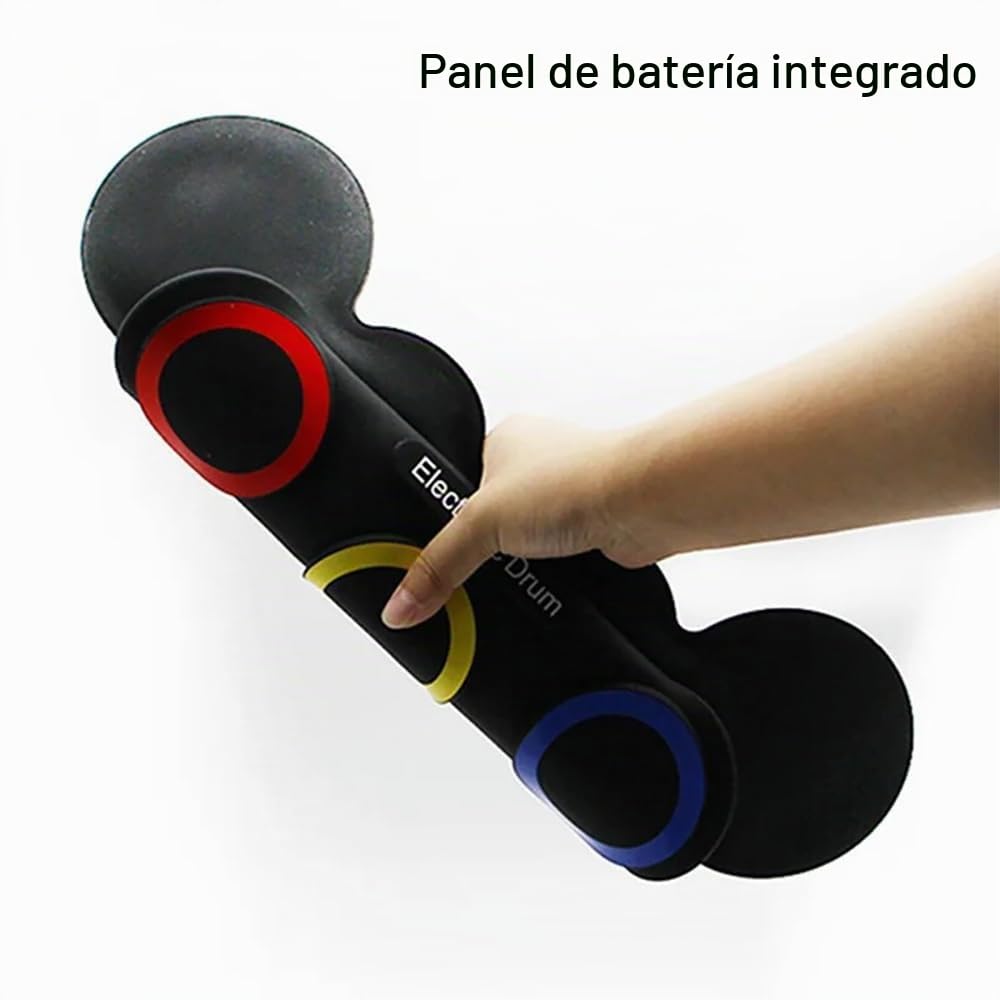 NEWFUN Bateria Electrica, Almohadilla de Práctica para Batería Enrollable con 7 Almohadillas de Silicona con Mazas y Pedal para Principiantes