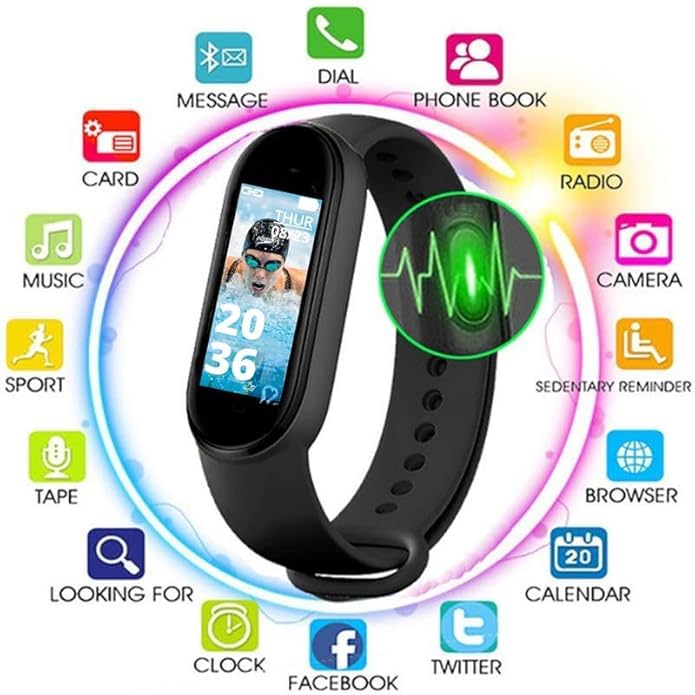 Image of Drumstone Exclusive 𝟓+𝟓 Year 𝐆𝐔𝐀𝐑𝐀𝐍𝐓𝐄 Bold Smart Fitness Tracker - All-in-One Waterproof Band with Heart Rate, Blood Pressure, Sleep Analysis, Step Counting & Calorie Tracking Unisex