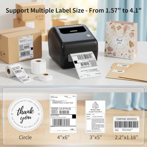 Image of Bluetooth Thermal Shipping Label Printer with Built-in Label Bin, Wireless 4x6 Label Printer for iPhone, Android, Windows & Mac, Includes 50 Labels, Works with USPS, UPS, Amazon, Etsy, Shopify, Black