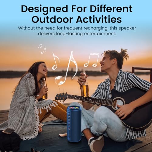 undefined Portable Bluetooth Speaker, 2026 Bluetooth 5.4 Wireless Speaker with 20W HD Loud Stereo Sound, 20H Playtime, LED Lights, IP7, TWS Pairing, Built-in Mic, for Outdoor, Home, Beach, Party, Gift, Blue の商品画像 1